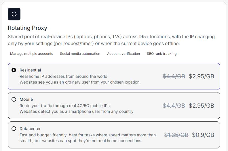 Актуальные цены на прокси-сервера от floppydata.com